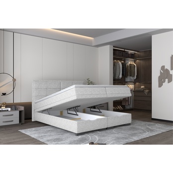 Postel boxspring BRAM světle šedá, 180x200 cm 3
