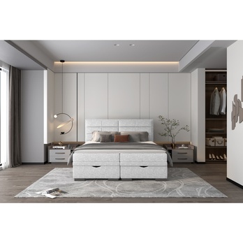 Postel boxspring BRAM světle šedá, 160x200 cm 1