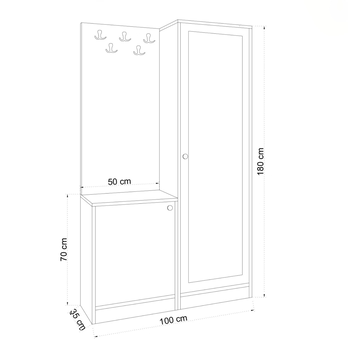 Předsíňová sestava BROC bílá/dub 3
