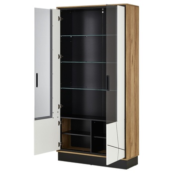 Vitrína BROLO dub catania/bílá, šířka 107 cm 1