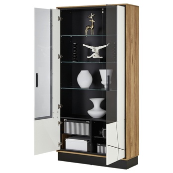 Vitrína BROLO dub catania/bílá, šířka 107 cm 4