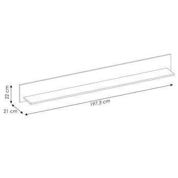 Nástěnná police BROLO dub catania/černá, šířka 197 cm 6