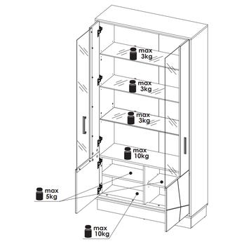 Vitrína BROLO dub catania/bílá, šířka 107 cm 12