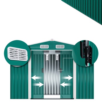Zahradní domek BRUK 2 zelená, 260x180x205 cm 2