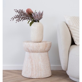 Zahradní přístavný stolek BUNN přírodní, průměr 37 cm 2