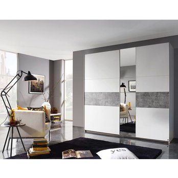 Šatní skříň CADENCE I alpská bílá/imitace betonu, šířka 218 cm 1
