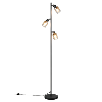 Stojací lampa CADIZ černá/jantarové sklo 3