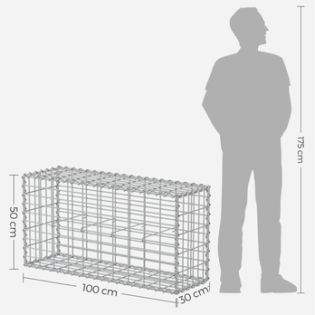 Gabionový koš CAGE stříbrná, 100x30x50 cm 5