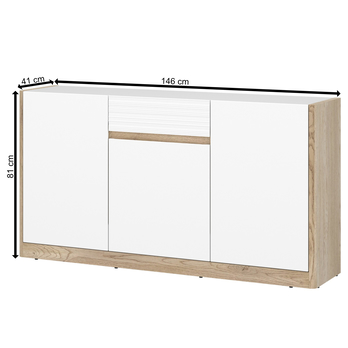 Komoda CALIMA dub cremona/alpská bílá, šířka 146 cm 2