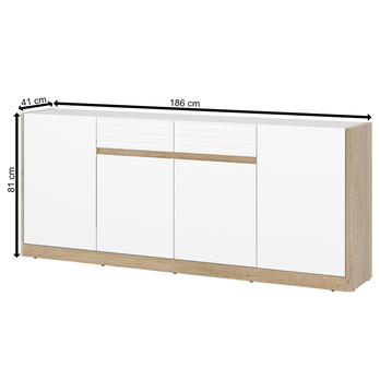 Komoda CALIMA dub cremona/alpská bílá, šířka 186 cm 2