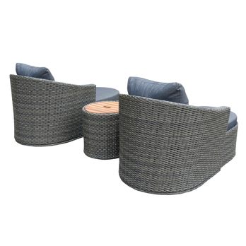 Balkonový set CALVI akácie/tmavě šedá/šedá 2