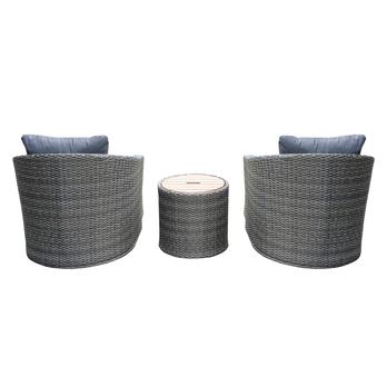 Balkonový set CALVI akácie/tmavě šedá/šedá 3