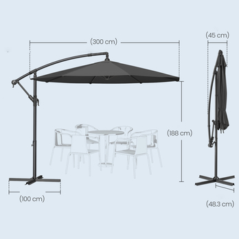 Slunečník CANTILE 2 šedá 6