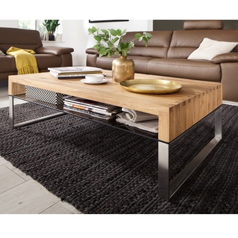 Konferenční stolek CARTER 2 dub/ocel/sklo 1