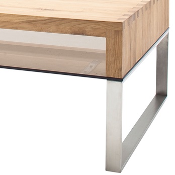 Konferenční stolek CARTER 2 dub/ocel/sklo 2