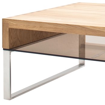 Konferenční stolek CARTER 2 dub/ocel/sklo 3
