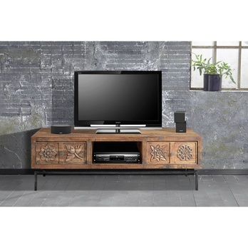 TV stolek CARVING akát/šedá 1