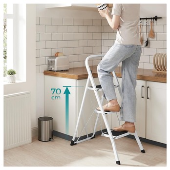 Skládací schůdky CASA bílá/černá, 3 stupně 3
