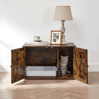 Skříňka na kočičí toaletu CAT vintage hnědo-černá 4