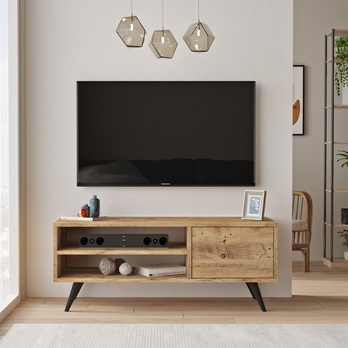 TV komoda CEDRA borovice atlantic/černá 1