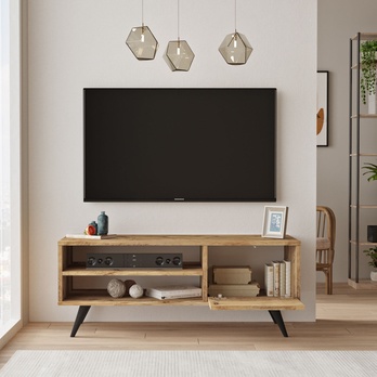 TV komoda CEDRA borovice atlantic/černá 2