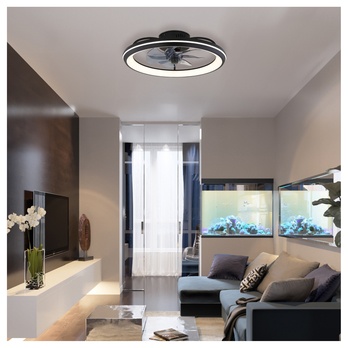 Stropní LED svítidlo s ventilátorem CELESTE černá/kouřová 1