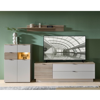 Vitrína CELINA II kašmírová/dub riva 1