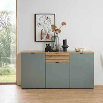 Komoda CELINA rákosově zelená/dub artisan 1