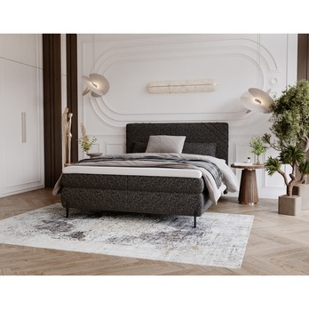 Postel s matrací a topperem CHOCO grafitová, 160x200 cm 1