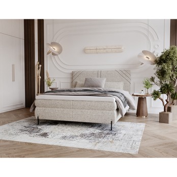 Postel s matrací a topperem CHOCO béžová, 160x200 cm 1