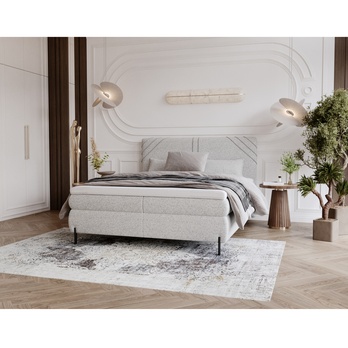 Postel s matrací a topperem CHOCO světle šedá, 160x200 cm 1