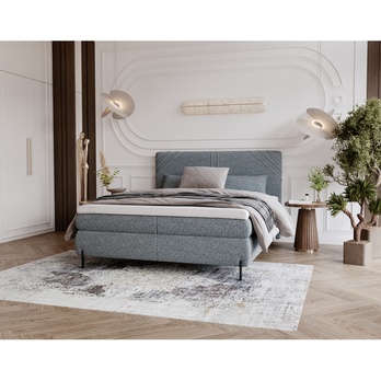 Postel s matrací a topperem CHOCO tmavě šedá, 160x200 cm 1