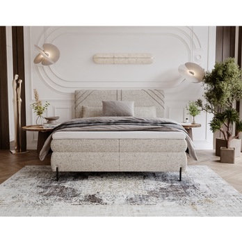 Postel s matrací a topperem CHOCO béžová, 180x200 cm 3