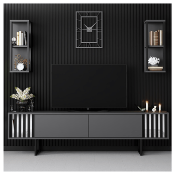 Obývací stěna  CHROME LINE antracitová/černá 1