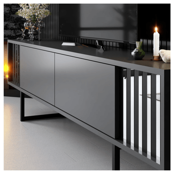 Obývací stěna  CHROME LINE antracitová/černá 5