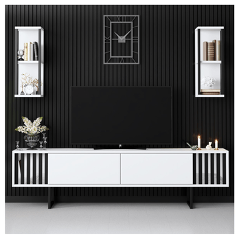 Obývací stěna  CHROME LINE bílá/černá 1