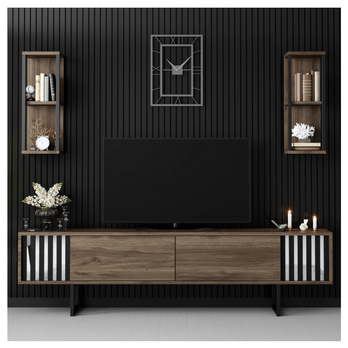 Obývací stěna  CHROME LINE ořech/černá 1