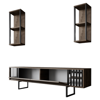 Obývací stěna  CHROME LINE ořech/černá 2