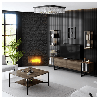 Obývací stěna  CHROME LINE ořech/černá 4