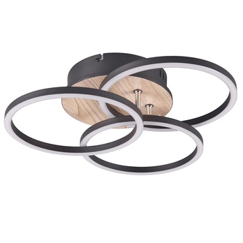 Stropní LED svítidlo CIRCLE černá/přírodní 4