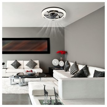 Stropní LED svítidlo s ventilátorem CIRILLA černá/kouřová 1