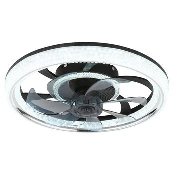 Stropní LED svítidlo s ventilátorem CIRILLA černá/kouřová 3