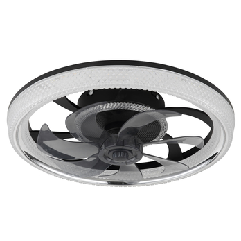 Stropní LED svítidlo s ventilátorem CIRILLA černá/kouřová 4