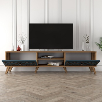 TV komoda CLASS ořech/modrá 2