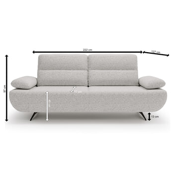 Pohovka COCO světle šedá, 3-sedák 7