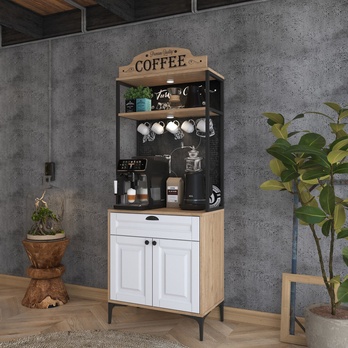Kávový koutek COFFEE ořech/bílá 4