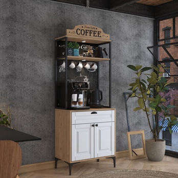 Kávový koutek COFFEE ořech/bílá 5