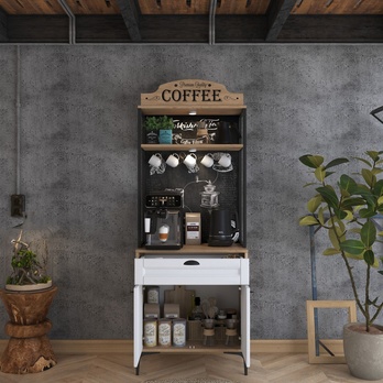Kávový koutek COFFEE ořech/bílá 6