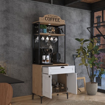 Kávový koutek COFFEE ořech/bílá 7