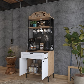 Kávový koutek COFFEE ořech/bílá 8